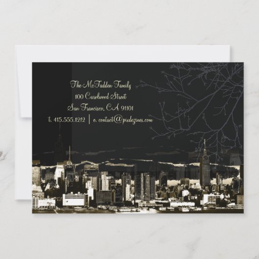 Faire-part NYC/tours jumelles skyline/faire-part mobile (Dos)