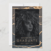 Faire-part oasis chocolat marbre brun feuille dorée veines (Devant)