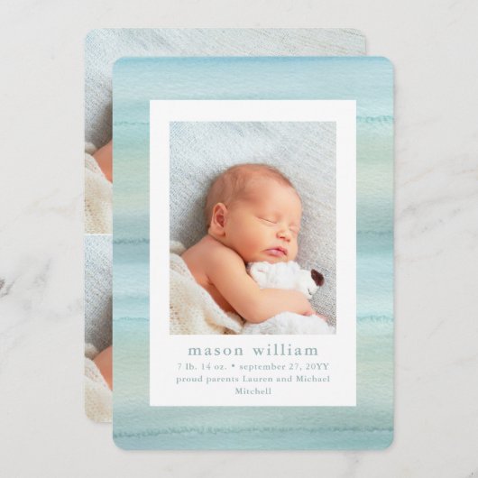 Faire-part Océan | Multi Photo Bébé Photo Naissance (Devant / Derrière)