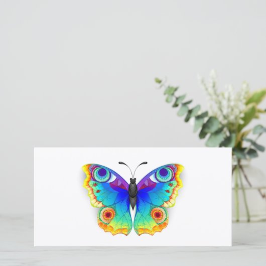 Faire-part Oeil de paon arc-en-ciel (Debout devant)