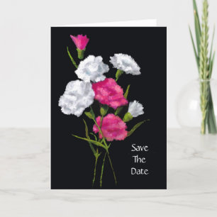 Faire-part Oeillets : Rose, Blanc : Enregistrer La Date