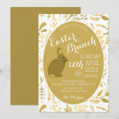 Faire-part Oeuf de Pâques Floral Or, Brunch de Pâques (Devant / Derrière)