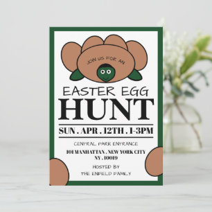 Faire-part Oeuf de tortue verte, chasse aux oeufs de Pâques
