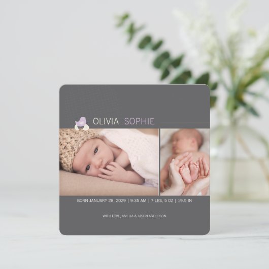 Faire-part Oeufs à l'éclosion Fille de poussins Photo Faire-p (Debout devant)