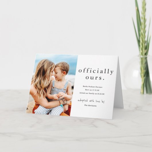 Faire-part Officiellement notre adoption photo minimale (Devant)