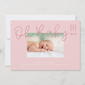 Faire-part Oh Baby Blush Rose Foil moderne Funky Fun Baby (Devant)