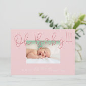 Faire-part Oh Baby Blush Rose Foil moderne Funky Fun Baby (Debout devant)