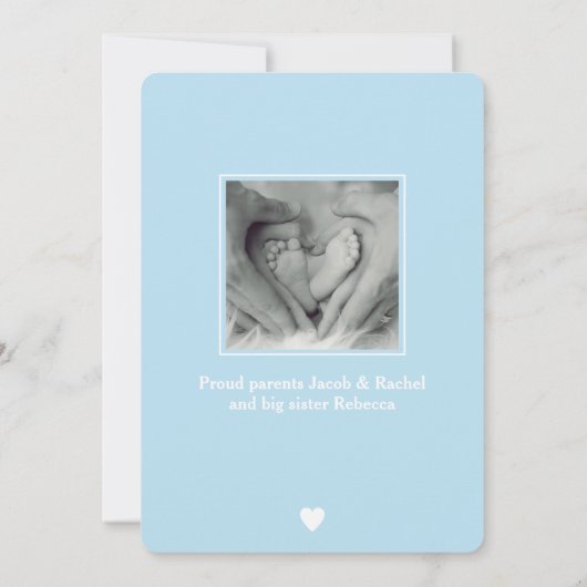 Faire-part Oh Baby Boy Blue Script Collage Photo Naissance (Dos)