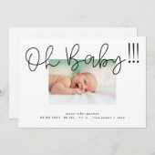 Faire-part Oh Baby noir sur blanc moderne Funky Fun Baby (Devant / Derrière)