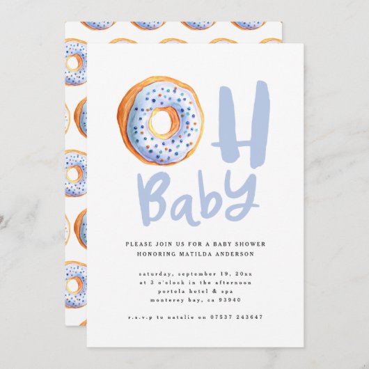 Faire-part Oh baby shower de beignets (Devant / Derrière)