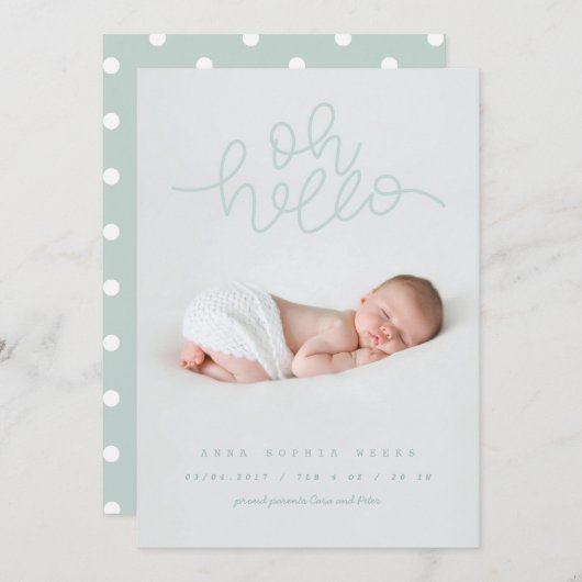 FAIRE-PART OH BONJOUR (Devant / Derrière)