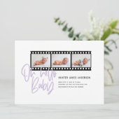 Faire-part Oh Bonjour bébé graphique moderne multi-photo film (Debout devant)