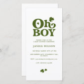 Faire-part Oh Boy St. Patrick's Day Baby shower Digital Evite (Devant / Derrière)