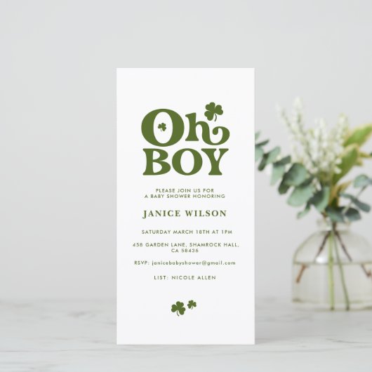 Faire-part Oh Boy St. Patrick's Day Baby shower Digital Evite (Debout devant)