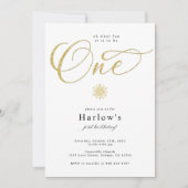 Faire-part Oh ce Fun Gold Snowflake 1er anniversaire Invitati (Devant)