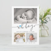 Faire-part Oh Garçon Script Ciel Bleu Coeur Photo Collage Nai (Debout devant)