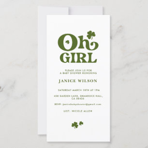 Faire-part Oh Girl St.Patrick's Day Baby shower Evite numériq