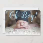 Faire-part Oh mon Dieu ! Script moderne bébé garçon photo nai (Devant)