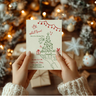Faire-part Oh, quel plaisir Noël Cocktail Party main dessiné