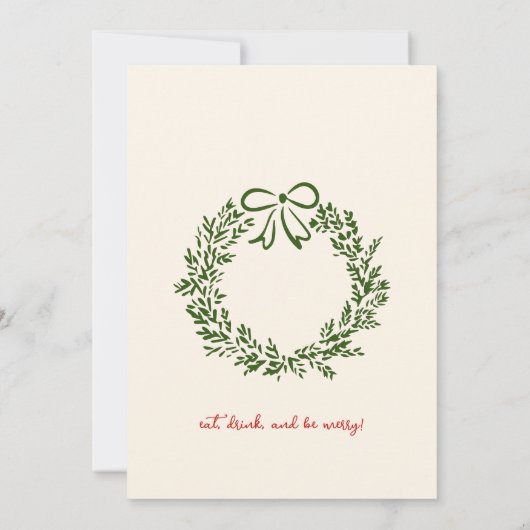 Faire-part Oh, quel plaisir Noël Cocktail Party main dessiné (Dos)