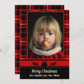 Faire-part Oie dans les Bois Rouge Plaid Photo Noël (Devant / Derrière)