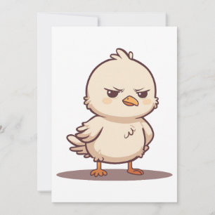 Faire-part Oiseau Bébé Mignon Grincheux Dessin Animé Kawaii