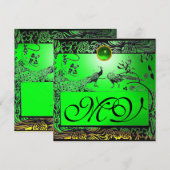 Faire-part OISEAUX AMOUREUX DE MARIAGE MONOGRAMME noir jaune  (Devant / Derrière)