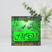 Faire-part OISEAUX AMOUREUX DE MARIAGE MONOGRAMME noir jaune  (Debout devant)