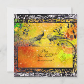 Faire-part OISEAUX AMOUREUX DE MARIAGE MONOGRAMME noir jaune  (Dos)