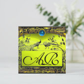 Faire-part OISEAUX AMOUREUX DE MARIAGE MONOGRAMME topaze noir (Debout devant)