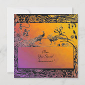 Faire-part OISEAUX AMOUREUX MARIAGE MONOGRAMME noir jaune vio (Dos)