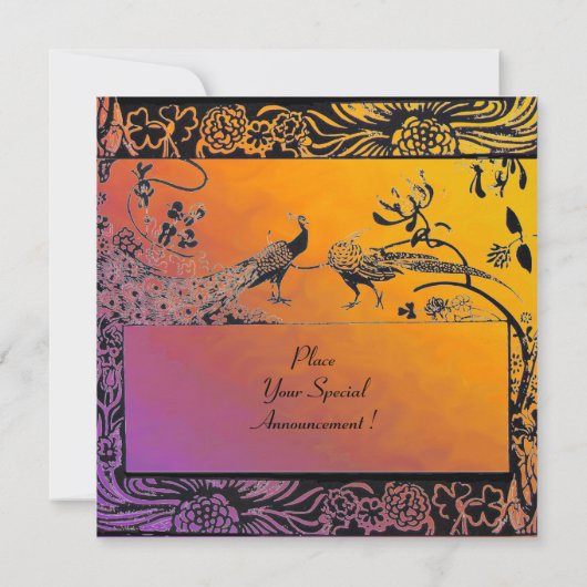 Faire-part OISEAUX AMOUREUX MARIAGE MONOGRAMME noir jaune vio (Dos)
