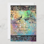 Faire-part OISEAUX AMOUREUX MONOGRAMME mariage noir vert bleu (Dos)