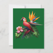 Faire-part Oiseaux tropicaux colorés et Plantes luxuriants (Dos)
