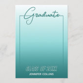 Faire-part Ombre turquoise Blue Green Graduation (Devant)