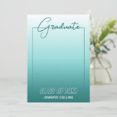 Faire-part Ombre turquoise Blue Green Graduation (Debout devant)