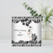 Faire-part On a un BÉBÉ ! Zèbre noir blanc attendu (Debout devant)
