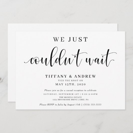 Faire-part On ne pouvait pas attendre le Mariage (Devant / Derrière)