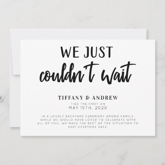 Faire-part On ne pouvait pas attendre le Mariage (Devant)