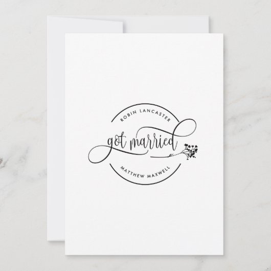 Faire-part On s'est marié, Élégant Mariage marié moderne (Dos)