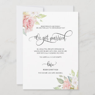 Faire-part On s'est marié, Rose Gold Floral Marié Mariage