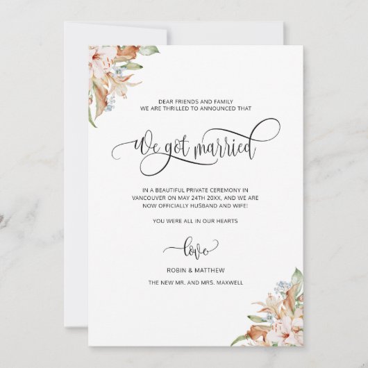 Faire-part On s'est mariés, des fleurs, des Mariages mariés (Devant)