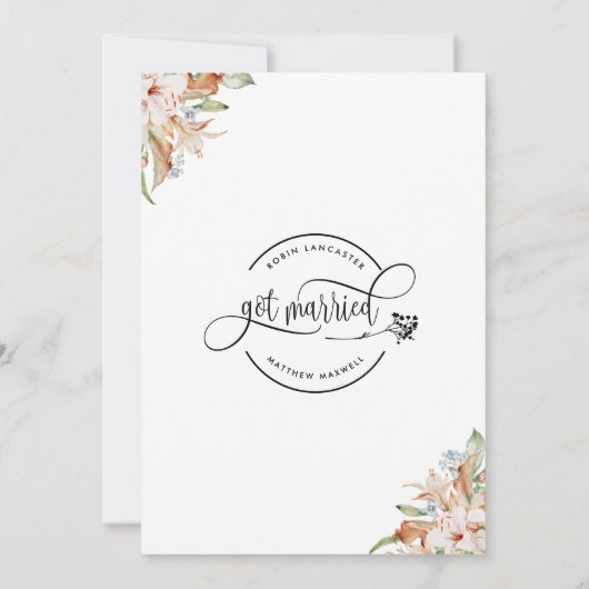 Faire-part On s'est mariés, des fleurs, des Mariages mariés (Dos)