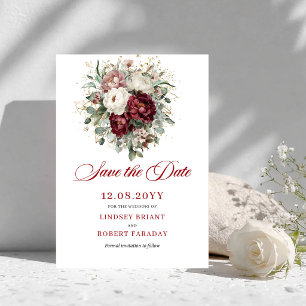 Faire-Part Opulent Rouge-Bourgogne Floral