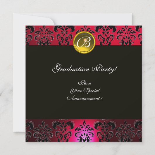 FAIRE-PART OR, RED, BLACK DAMASK GRADUM (Dos)