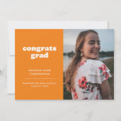 Faire-part Orange and White Congrats Grad Photo Grad Grad (Devant)