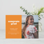 Faire-part Orange and White Congrats Grad Photo Grad Grad (Debout devant)