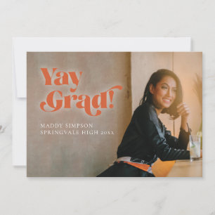 Faire-part Orange Bold Moderne Minimaliste Photo Graduation