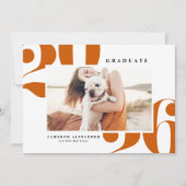 Faire-part Orange Bold Typographie 2025 Diplôme Photo (Devant)