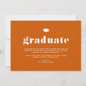 Faire-part Orange Bold Typographie 2025 Diplôme Photo (Dos)